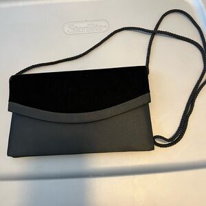 Chic Black Velvet Clutch with Strap